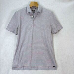Faherty Blue Red Striped Movement Polo Mens Large Coastal Preppy Nautical Summer